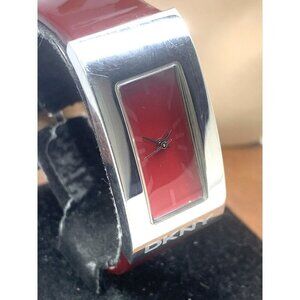 DKNY Women's Watch NY4747 Quartz Red Dial Tank 21x43mm Leather Strap